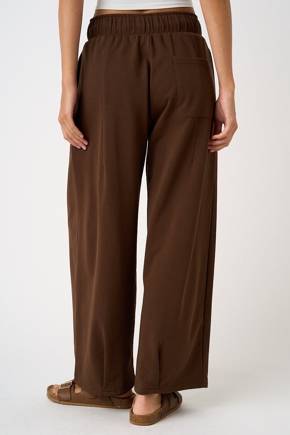 Pleated Front Elastic Waist Wide Leg Pants - Backroad Daydream Mercantile
