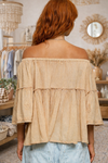 Boho Off-Shoulder Embroidered Peasant Top