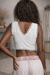 Ivory Lace Trim Boho Crop Tank