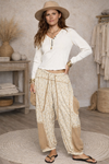 Boho Floral Patchwork Drawstring Pants with Pockets