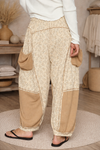 Boho Floral Patchwork Drawstring Pants with Pockets