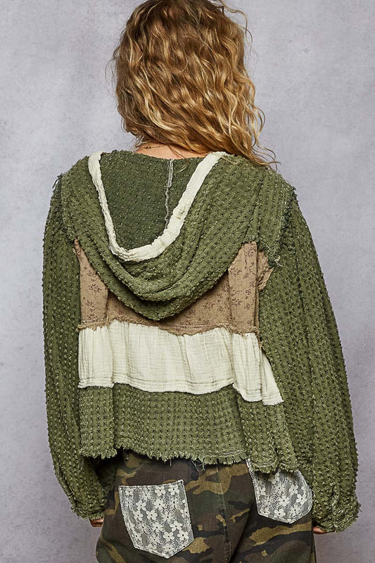 Boho Patchwork Ruffle Top