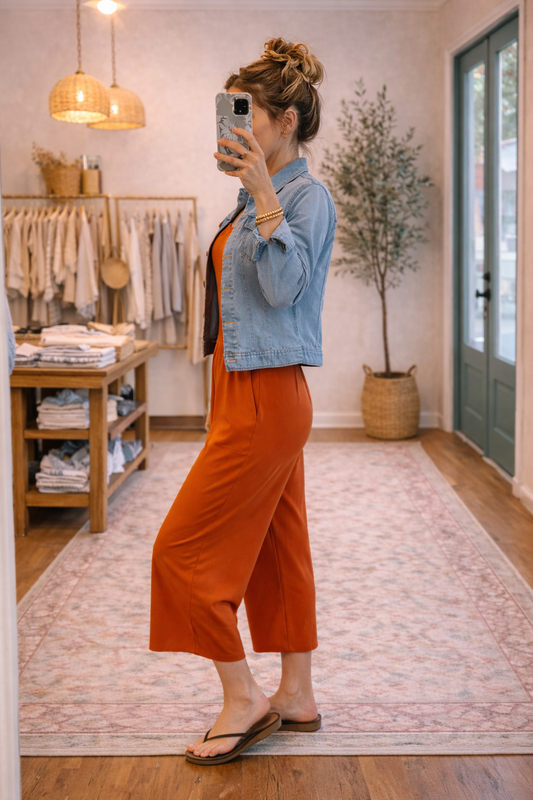 Effortless Rust Wide-Leg Jumpsuit