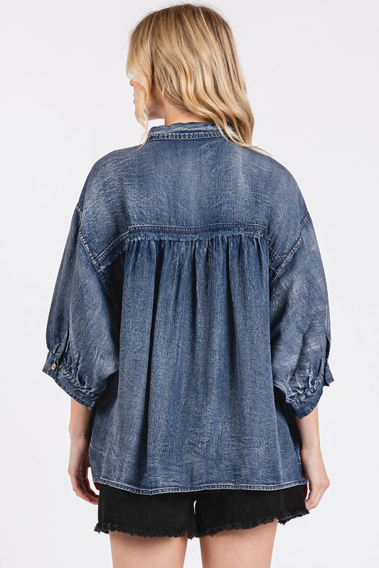 Harper Mineral Wash Denim Blouse