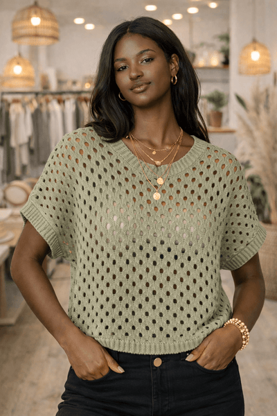 トップス MEDI COMPACT SUMMER KNIT BLOUSE sage-opwn-knit-sweater-